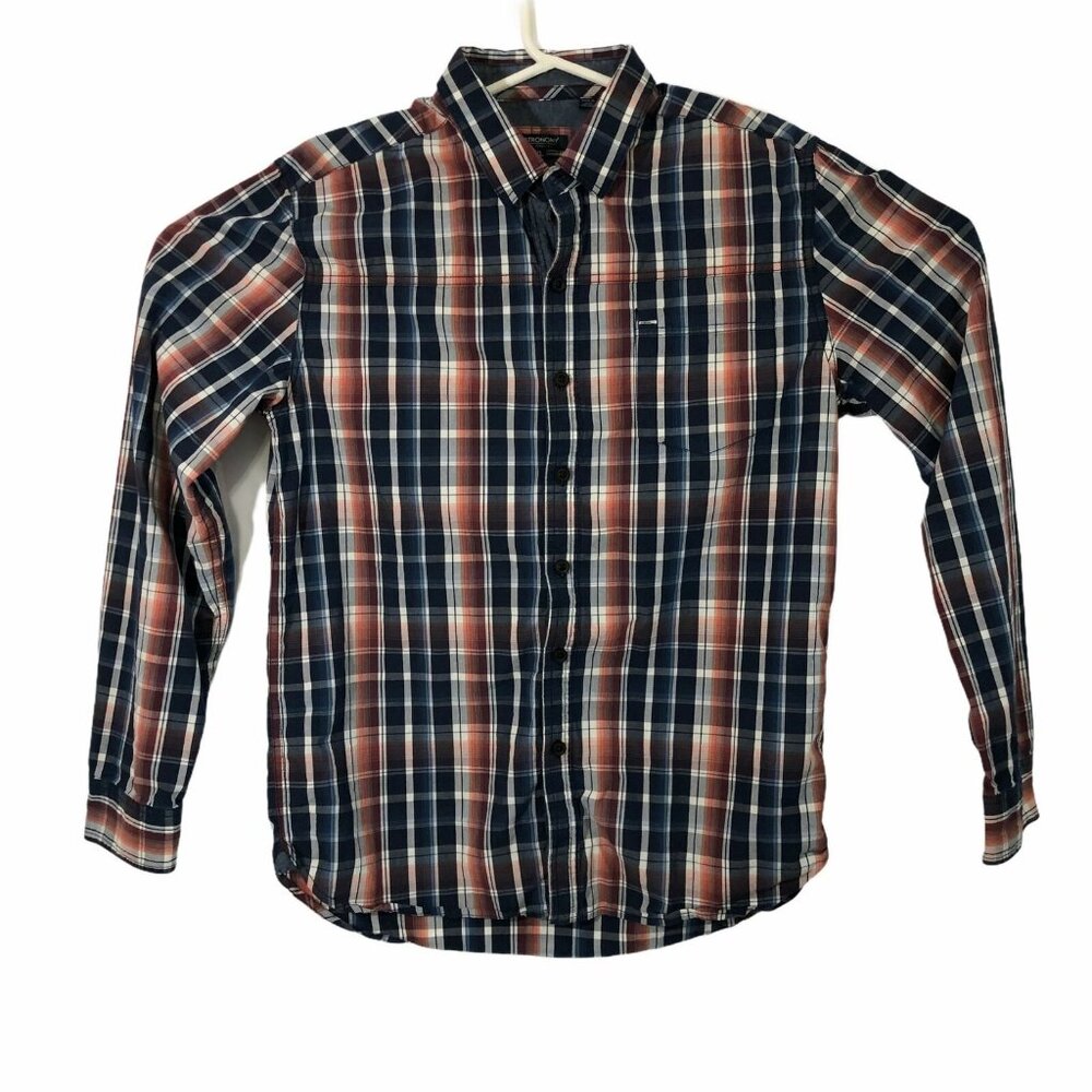 Astronomy Button Up Shirt Boys XL Black Blue Red Plaid Pocket Casual Top